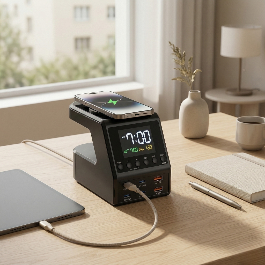 GaN-oplaadhub van 240 W - vier USB-C- en twee USB-A-uitgangen