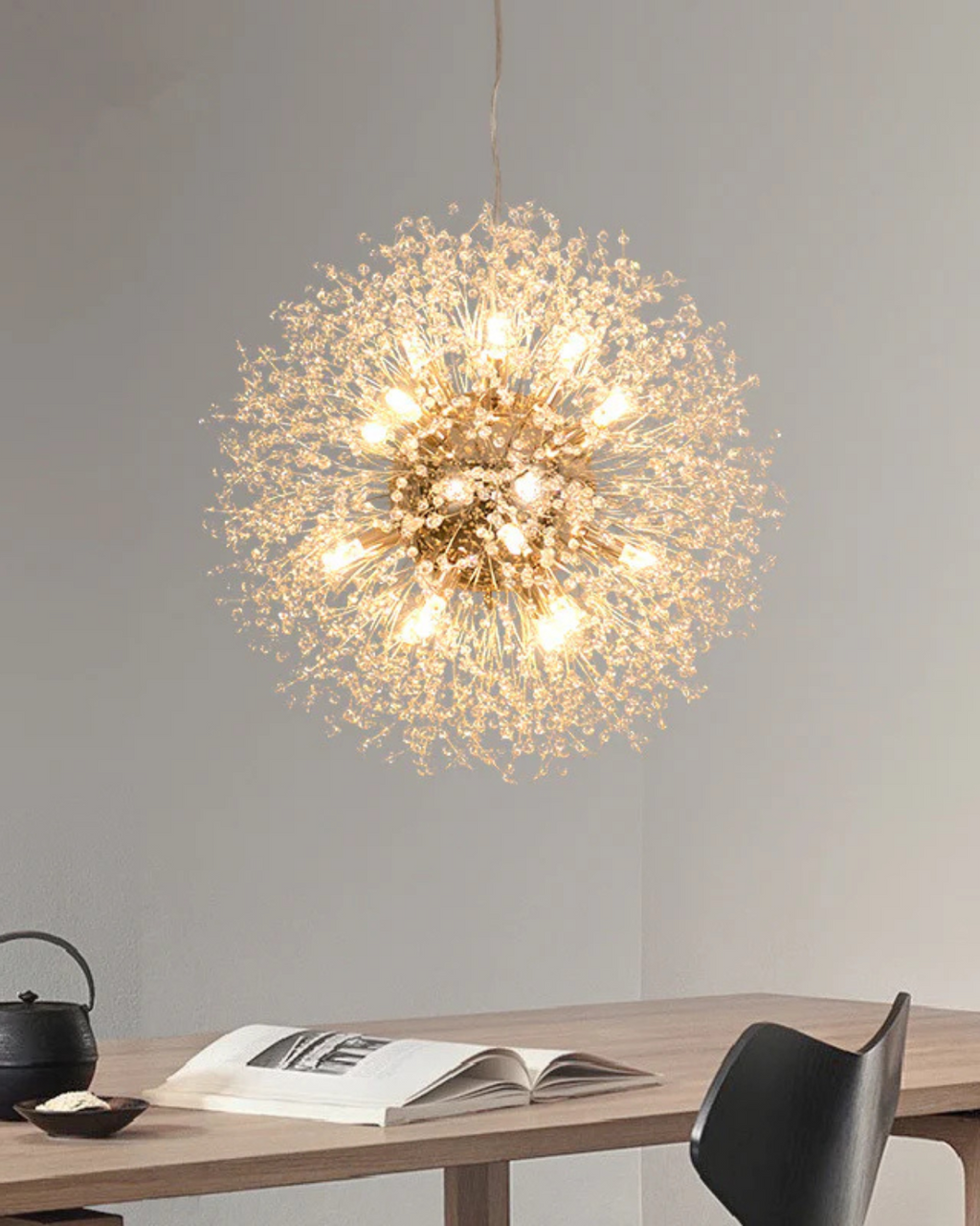Stervormige kroonluchter - metalen takken in goud/zilver, 40-60 cm