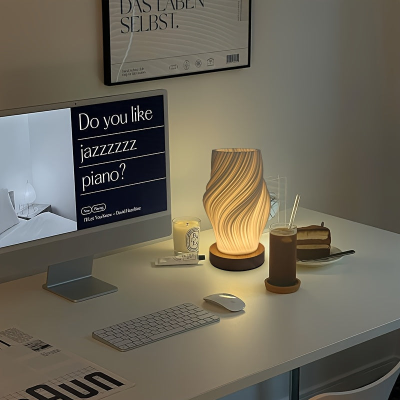 Modern LED Swirl Table Lamp | Minimalist Dimmable Bedside & Desk Light | Wildoxy