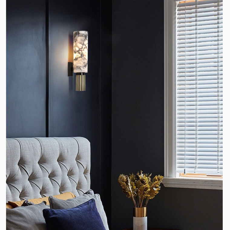 Marble Copper Wall Light LED E27 Natural Stone - Wildoxy