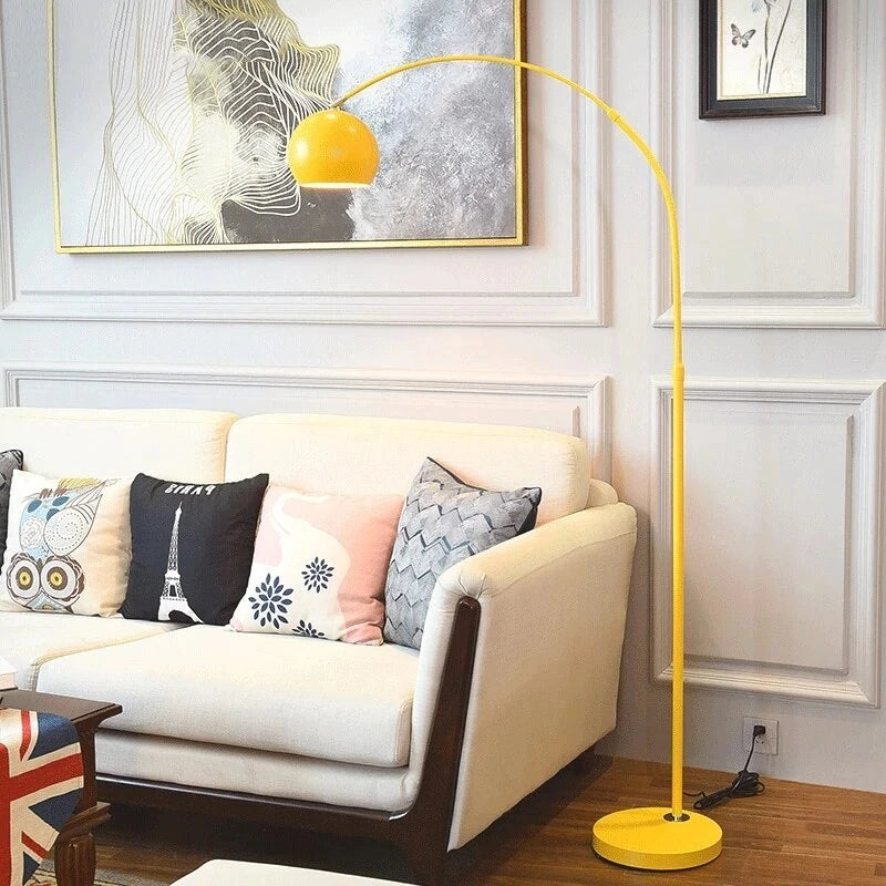 Gebogen LED-vloerlamp, dimbaar — 6 macaronkleuren