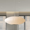 Dish-Shaped Pendant Lamp — White Fabric, 1 Light, 40/50/60 cm