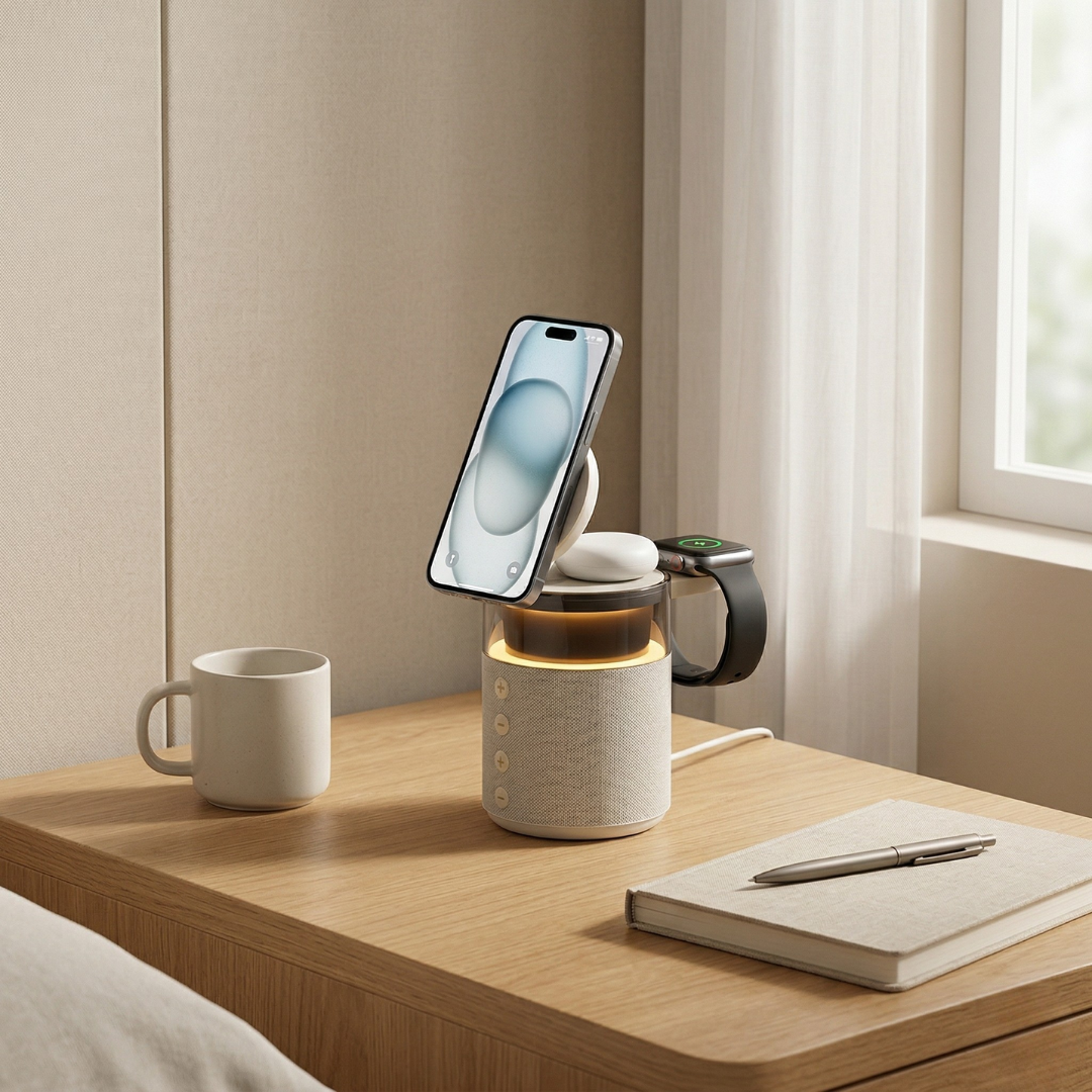 Magnetische 5-in-1-Ladestation — Schnelles gleichzeitiges kabelloses Laden für iPhone, iWatch und AirPods