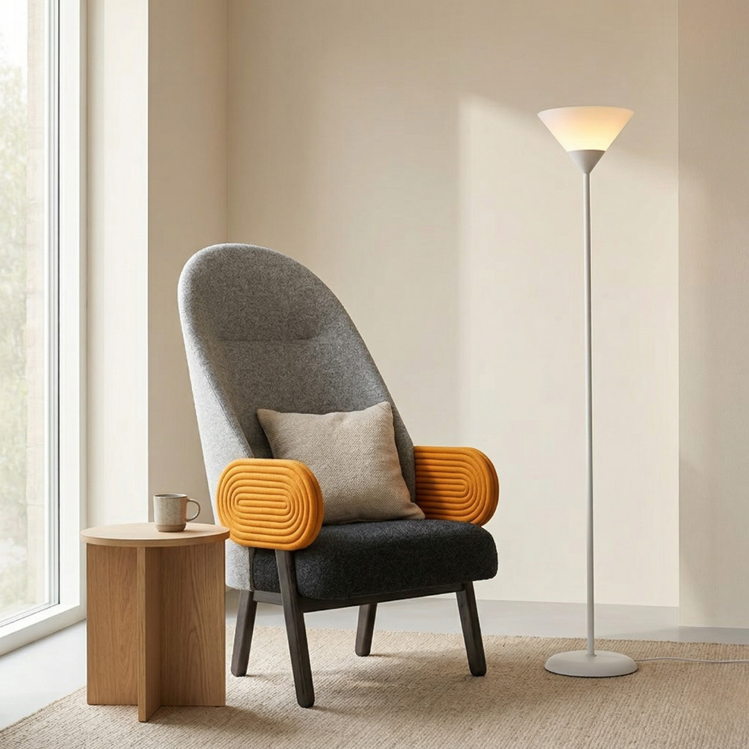 Contemporary 60-Inch LED Floor Lamp Adjustable Brightness Black and White Finish