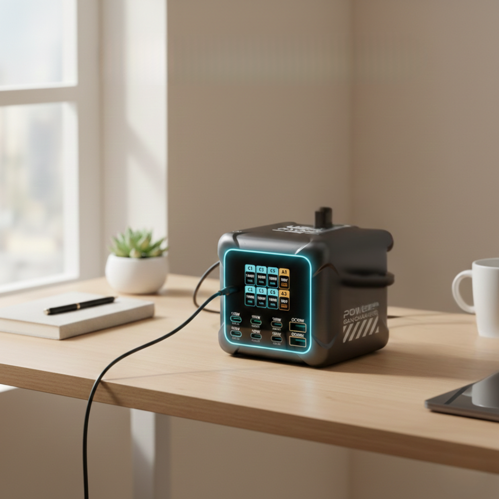 PowerHub 300 W GaN-lader - seks USB-porter, fire USB-C- og to USB-A-utganger