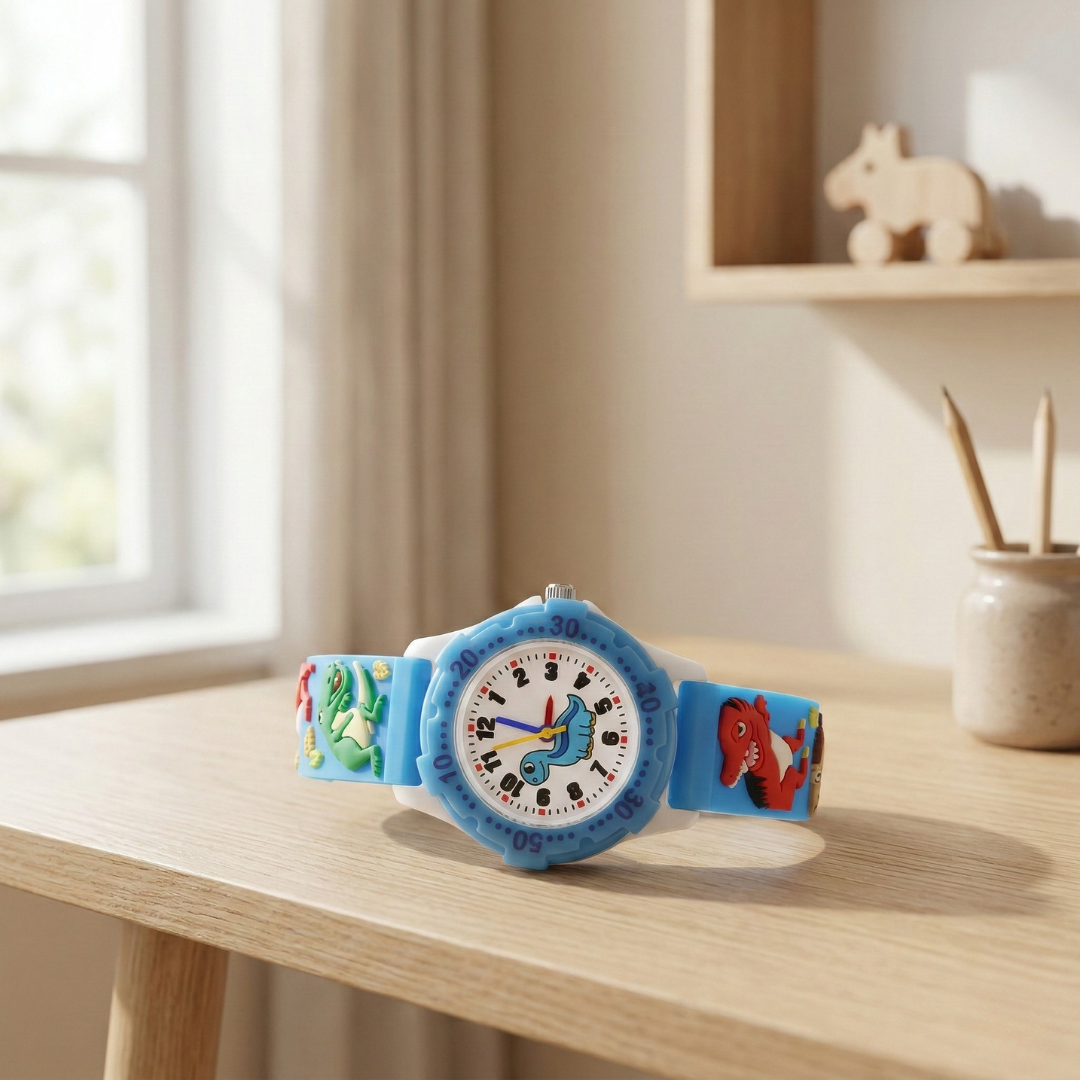 Reloj de pulsera de cuarzo con diseño de dinosaurio