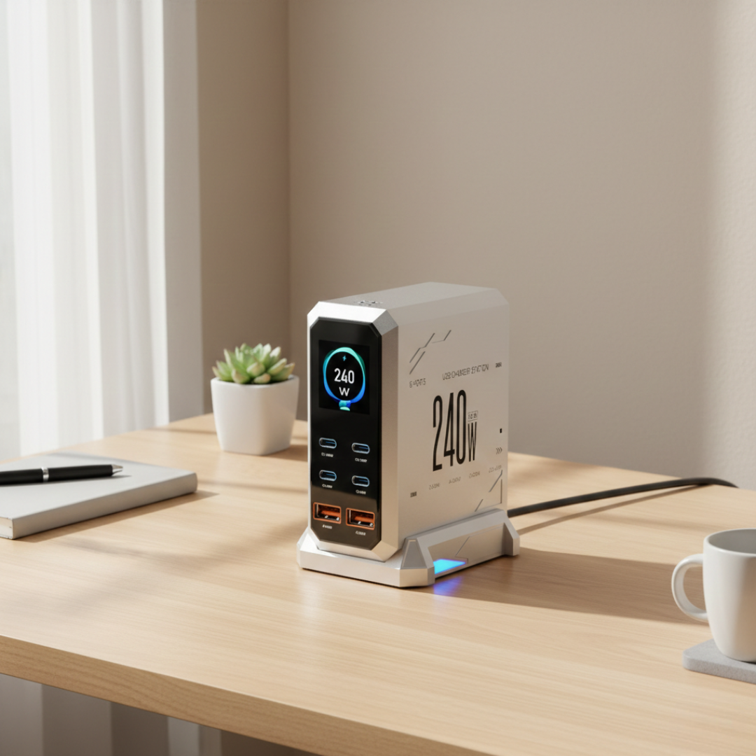 Φορτιστής GaN 240W — Συμπαγής σχεδιασμός, ενσωματωμένος φωτισμός περιβάλλοντος