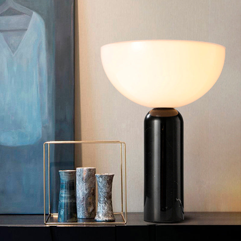 AureaStone Marble Lamp — Premium Fabric Shade, Natural Stone Base