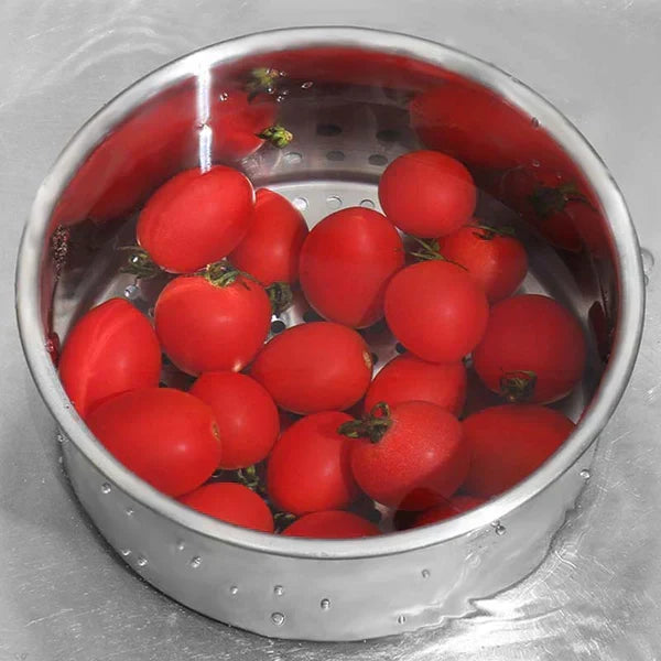 Colador de fregadero de acero inoxidable — desagüe sin obstrucciones