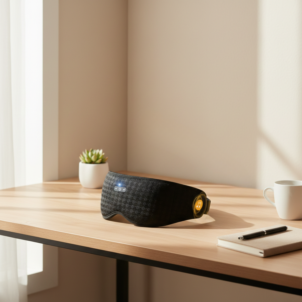 Máscara de Olhos Bluetooth com Áudio 3D — Reprodução sem Fios, Conjunto de Acessórios de Viagem