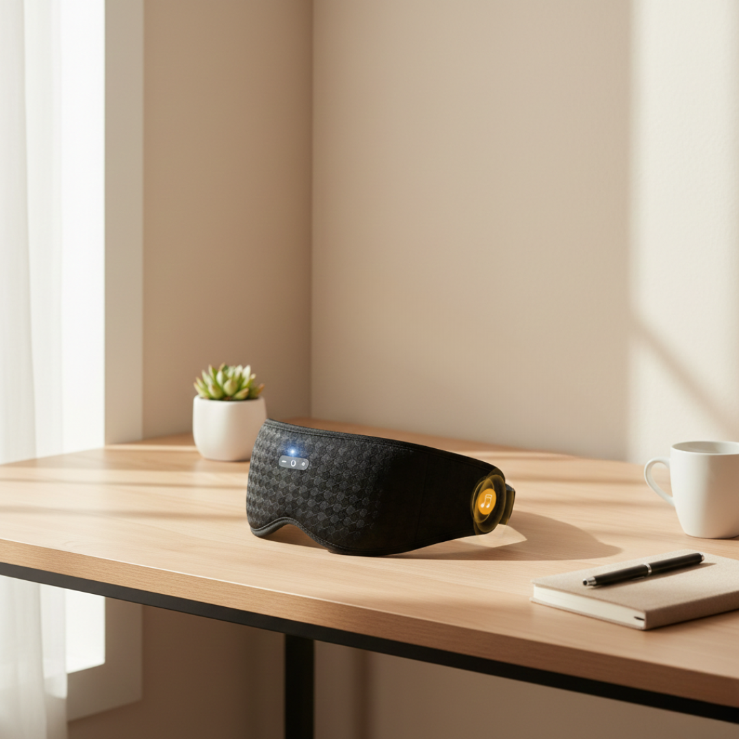 Máscara de Olhos Bluetooth com Áudio 3D — Reprodução sem Fios, Conjunto de Acessórios de Viagem
