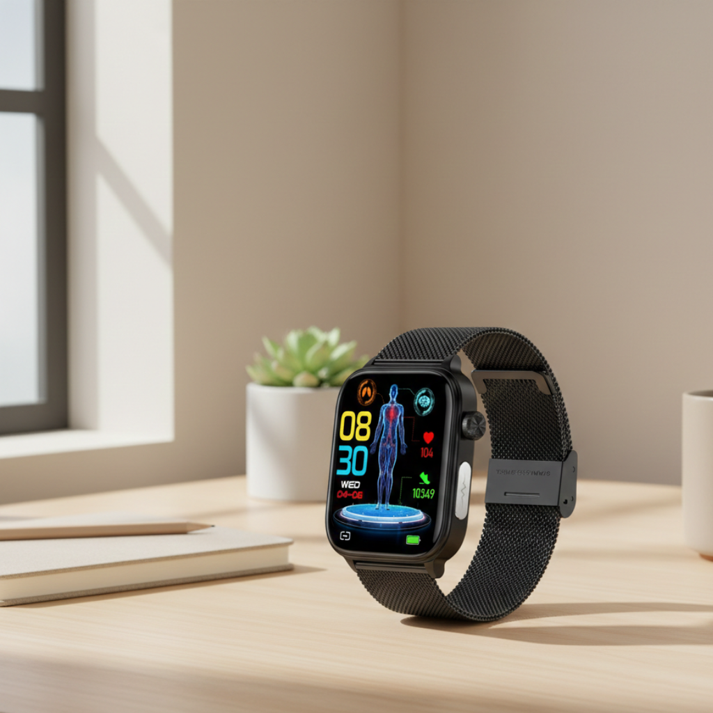 AMOLEDディスプレイ搭載防水スマートウォッチ、Bluetooth通話対応