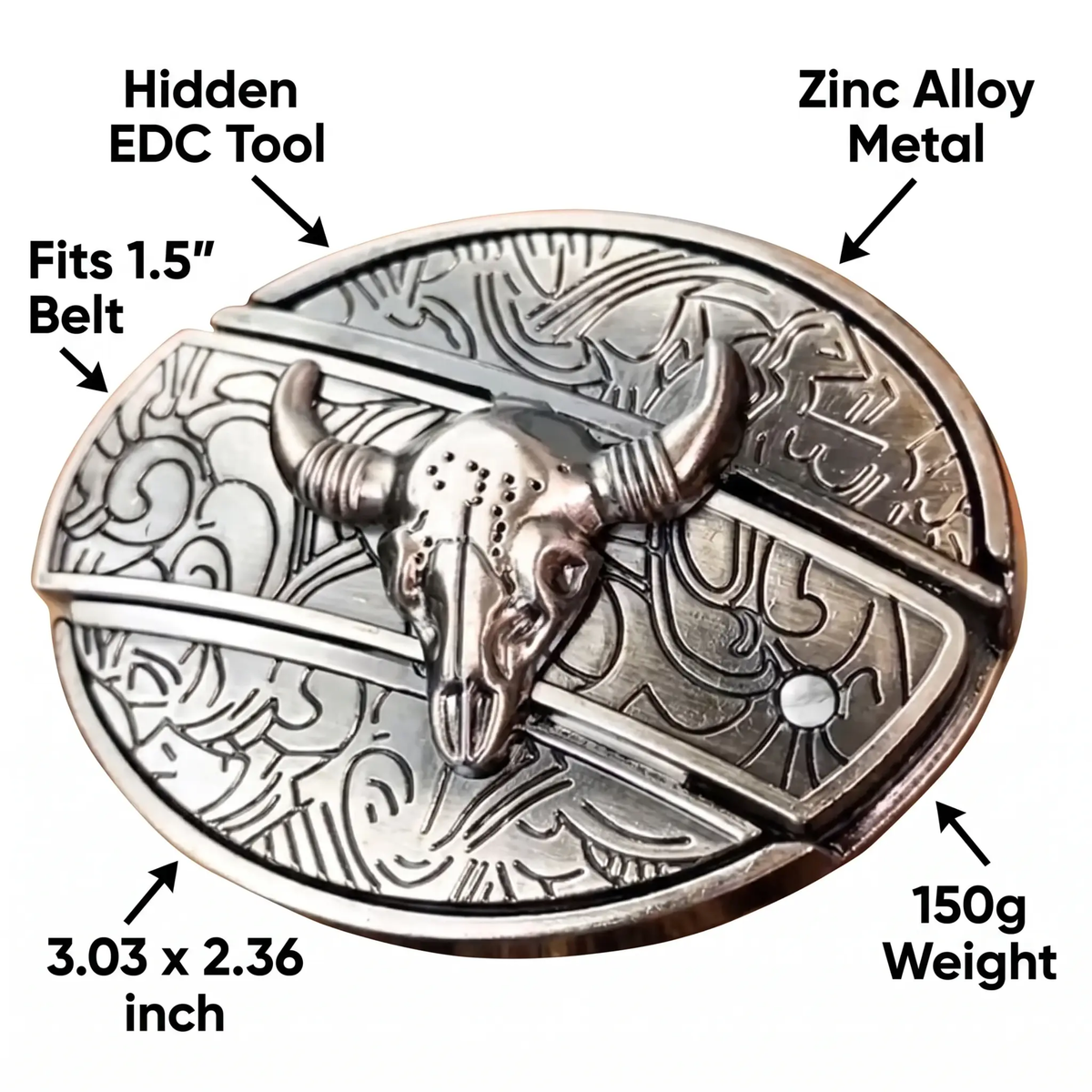 Cataramă ovală pentru curea în stil western, unealtă EDC din aliaj de zinc, 24 de modele