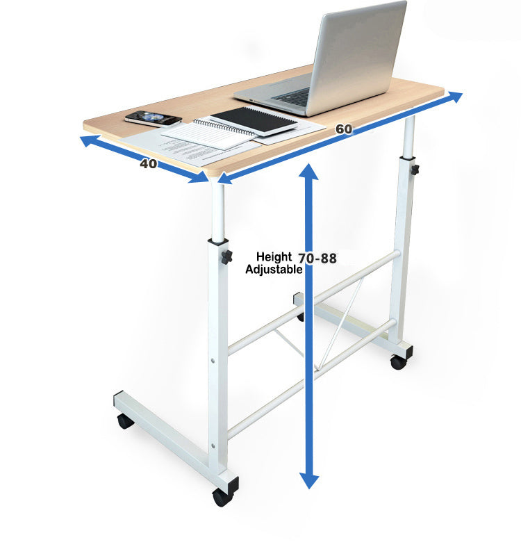 Mesa ajustable para portátil - escritorio de acero negro y madera con ruedas