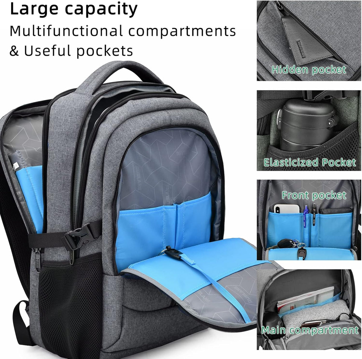 Vattentät laptopryggsäck — USB-laddning, för laptop på 33–43 cm