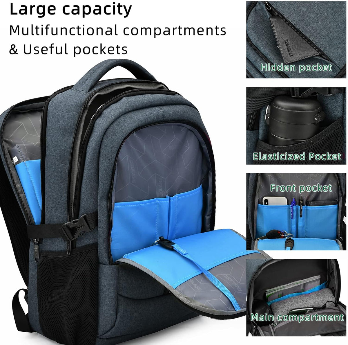 Vattentät laptopryggsäck — USB-laddning, för laptop på 33–43 cm