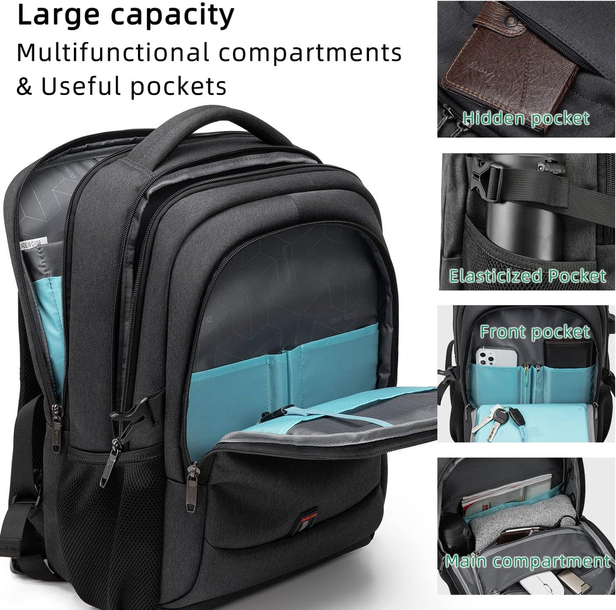 Vattentät laptopryggsäck — USB-laddning, för laptop på 33–43 cm