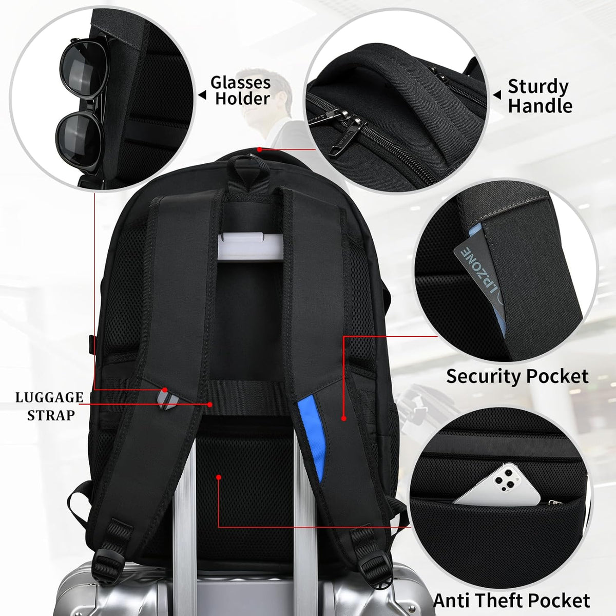 Vattentät laptopryggsäck — USB-laddning, för laptop på 33–43 cm