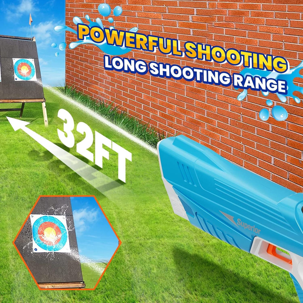 Elektryczny pistolet na wodę — zasięg 12 m, pojemność ponad 250 strzałów