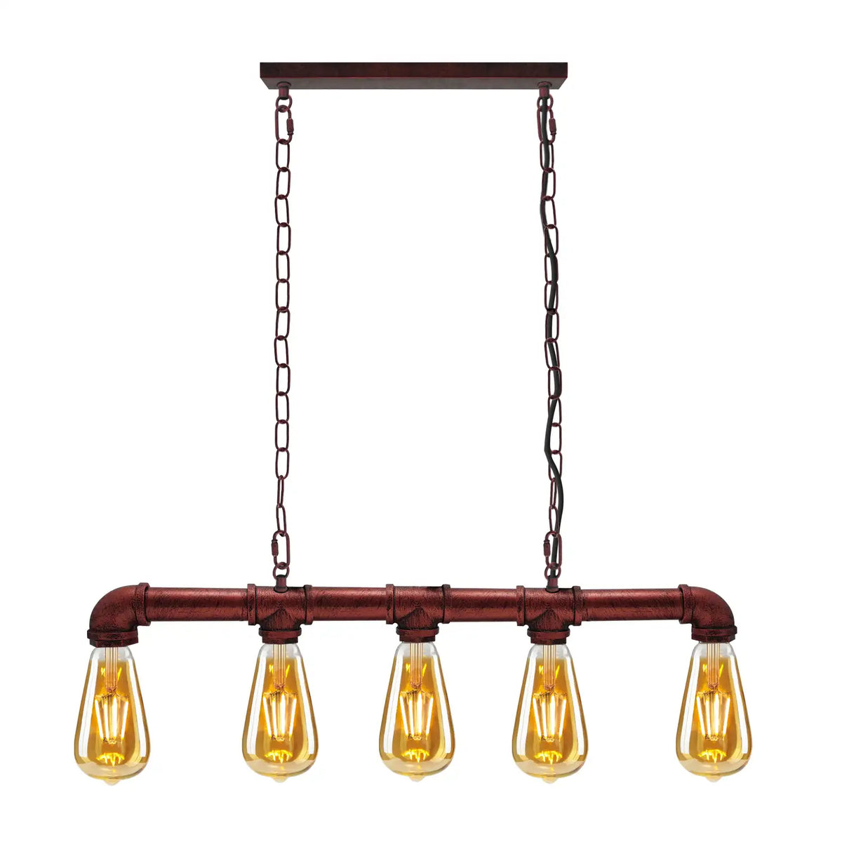Industriële steampunk-hanglamp van waterleidingbuizen, koper en ijzer, 110cm