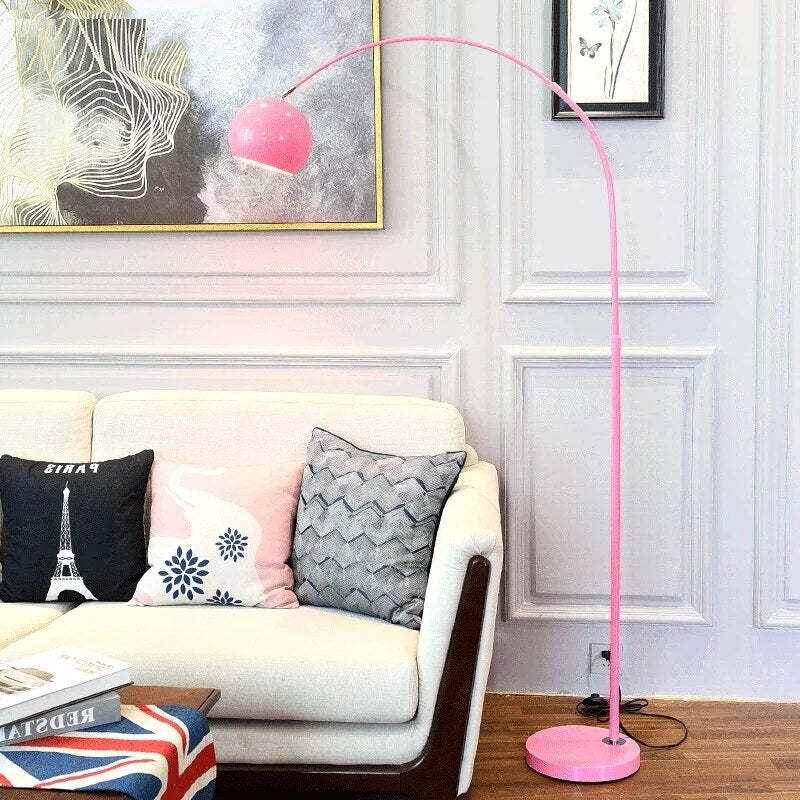 Gebogen LED-vloerlamp, dimbaar — 6 macaronkleuren