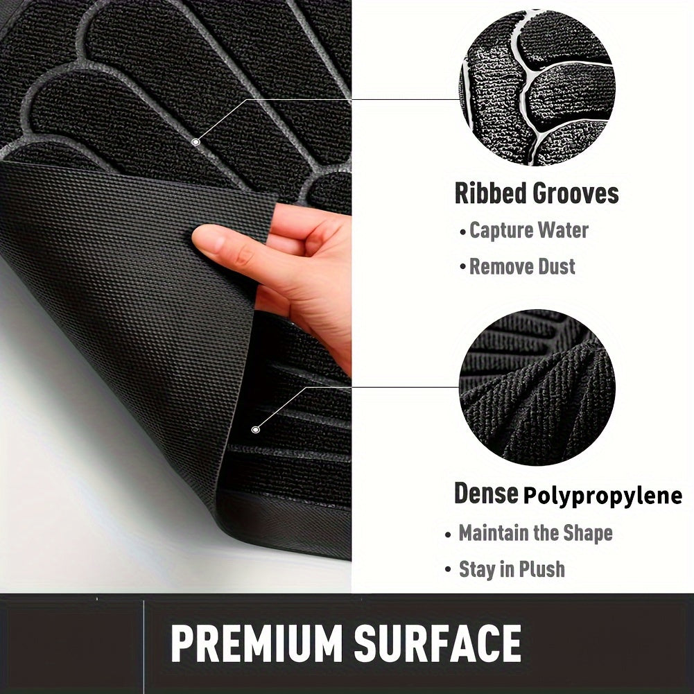 Halfronde rubberen mat — antislip, zwart/grijs/bruin, 43x75/60x90 cm