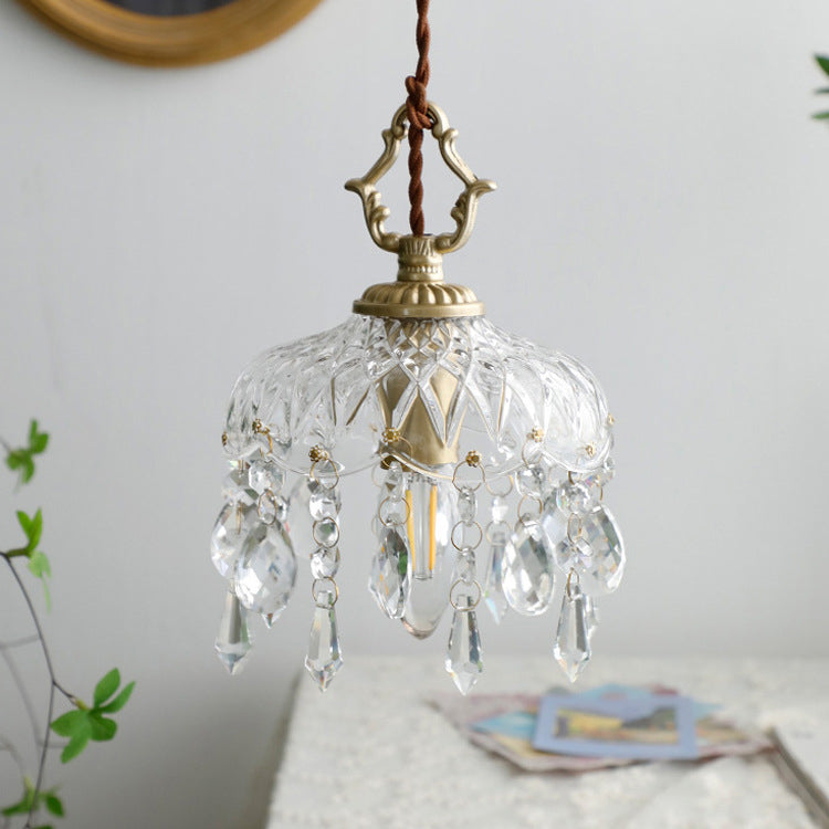 Vintage Copper Crystal Pendant Light E14 LED - Wildoxy