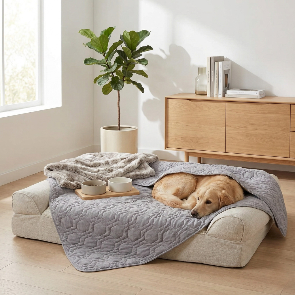 防水プラッシュ素材の犬用カバー - ベッド＆カーシートプロテクター