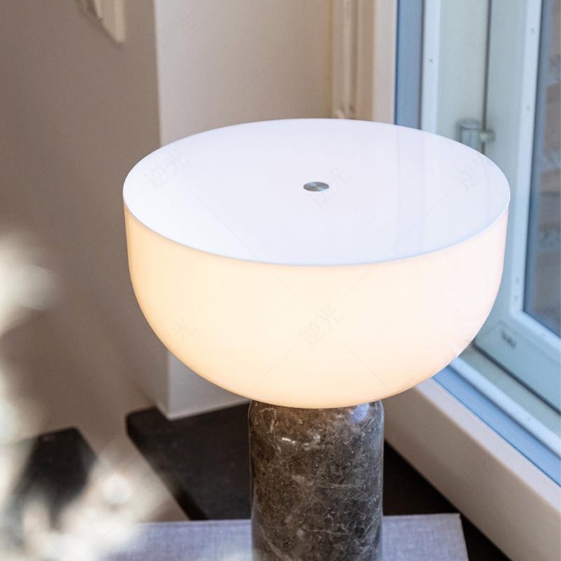 AureaStone Marble Lamp — Premium Fabric Shade, Natural Stone Base