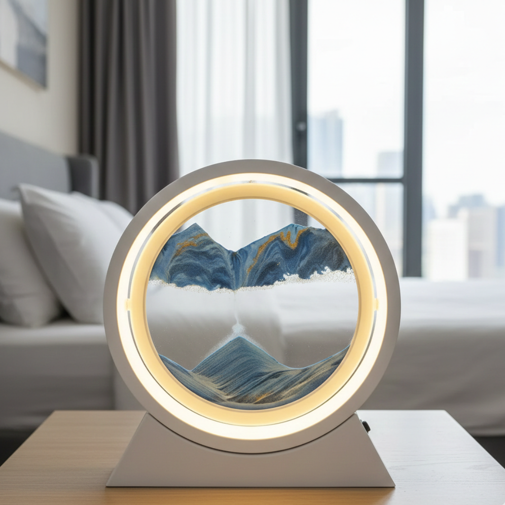 Sculptural Kinetic Sand Desk Lamp — Flowing Quicksand Design