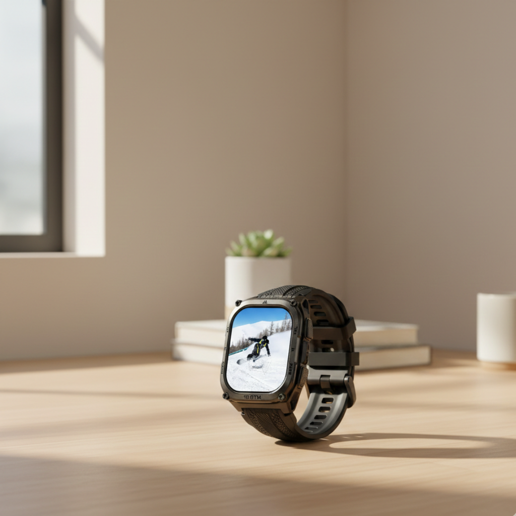Wytrzymały wojskowy smartwatch GPS — wyświetlacz AMOLED 1,96 cala, wodoodporność 10 ATM