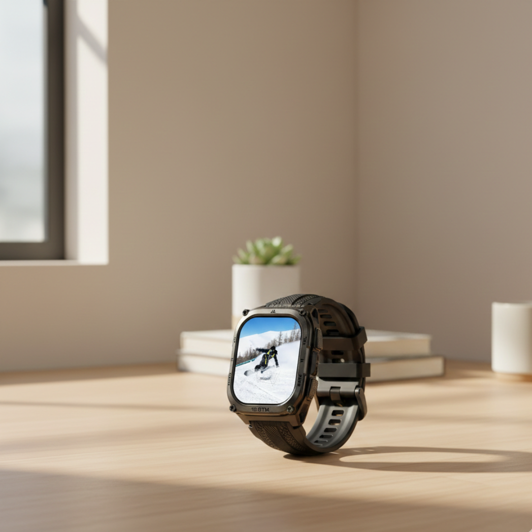 Wytrzymały wojskowy smartwatch GPS — wyświetlacz AMOLED 1,96 cala, wodoodporność 10 ATM