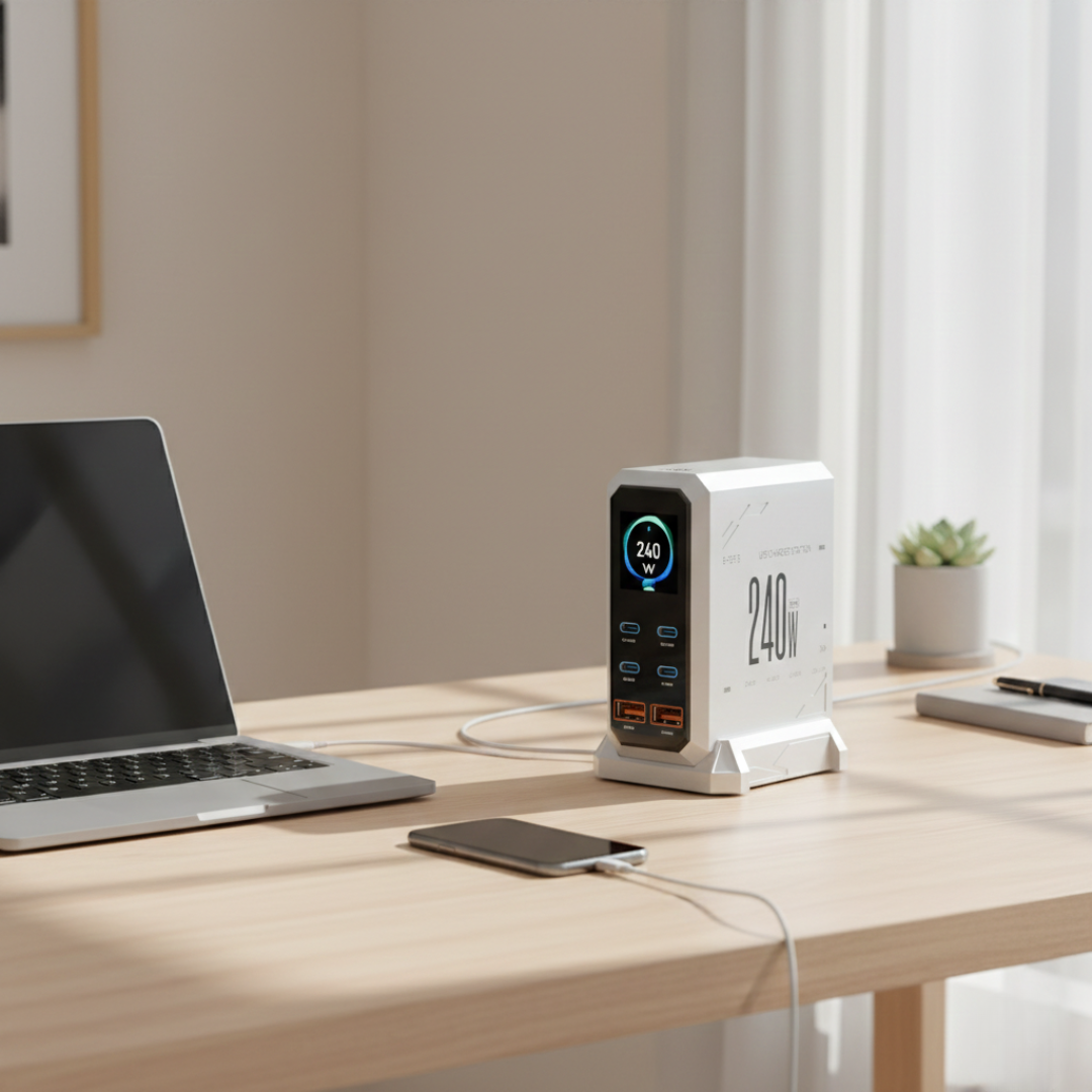 Φορτιστής GaN 240W — Συμπαγής σχεδιασμός, ενσωματωμένος φωτισμός περιβάλλοντος