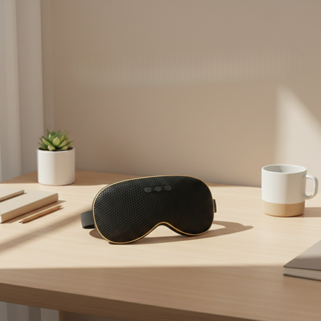 Máscara de Olhos Bluetooth com Áudio 3D — Reprodução sem Fios, Conjunto de Acessórios de Viagem