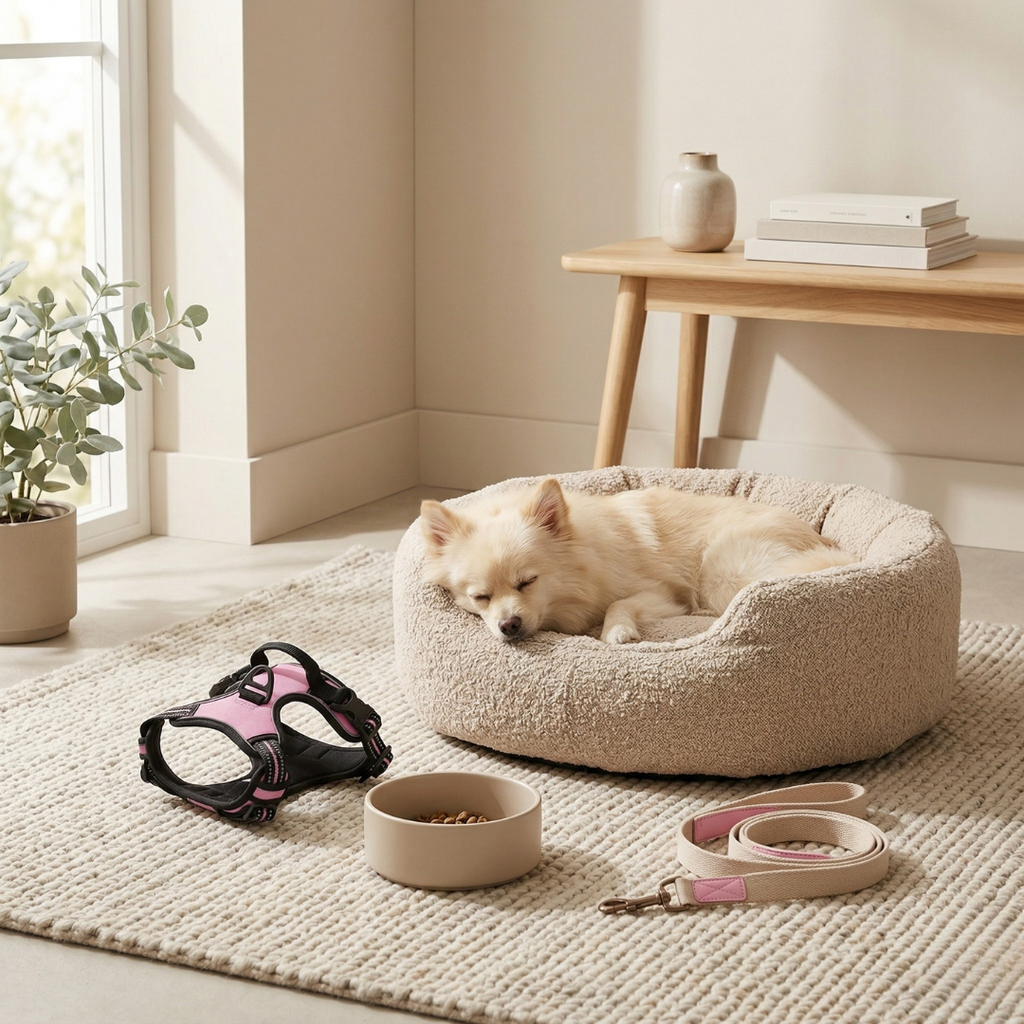 Set de arnés y collar a juego de ajuste seguro para perros pequeños y medianos