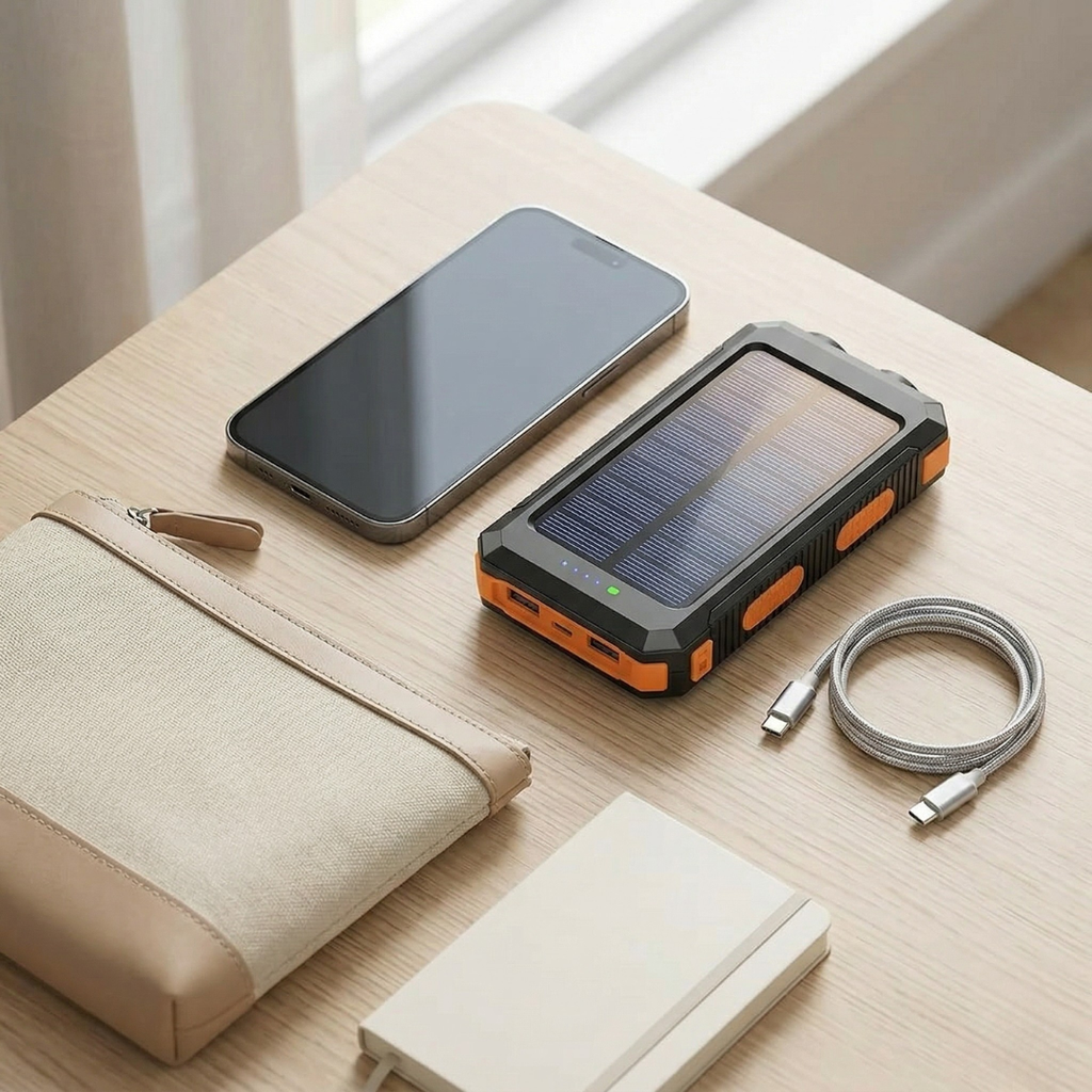 PowerMax 80000mAh nagy kapacitású napelemes töltő — Beépített LED-fény