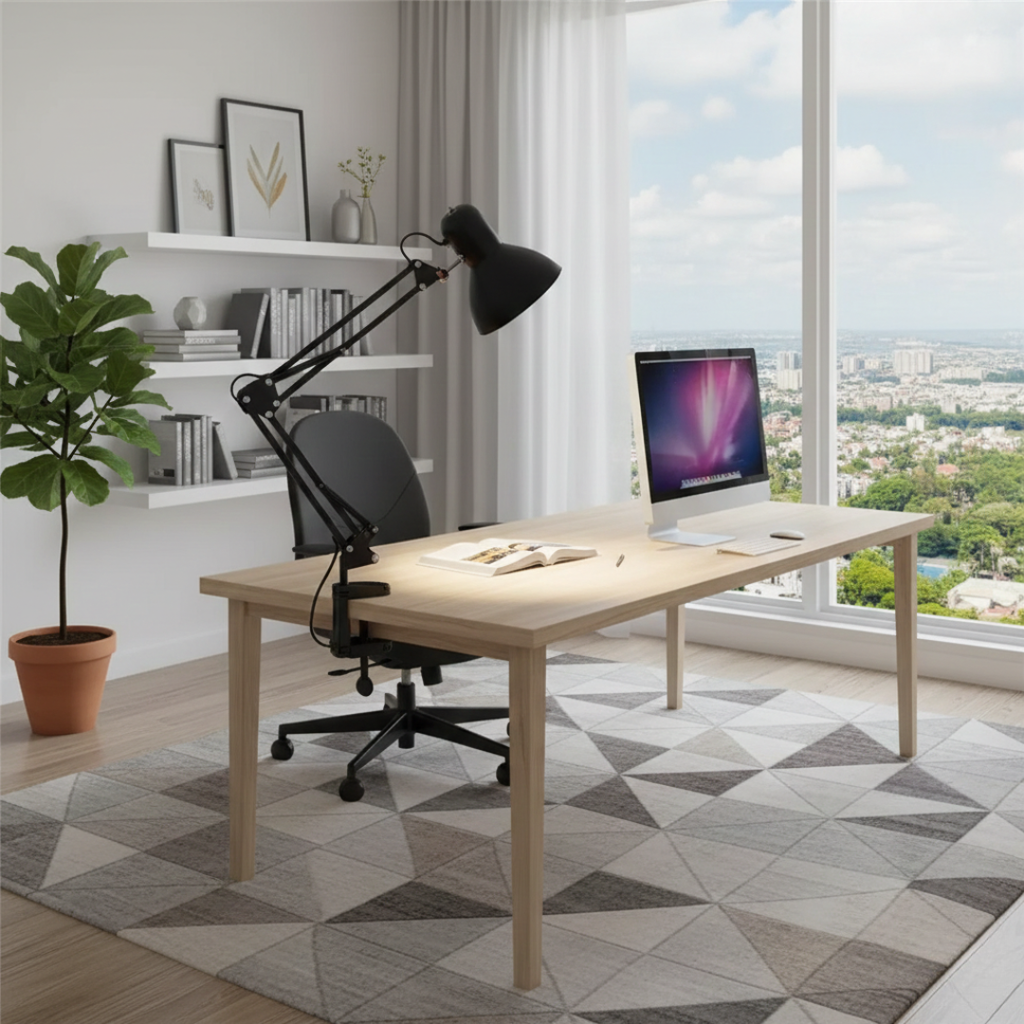 Contemporary Black Swing-Arm Table Lamp — Adjustable Lighting