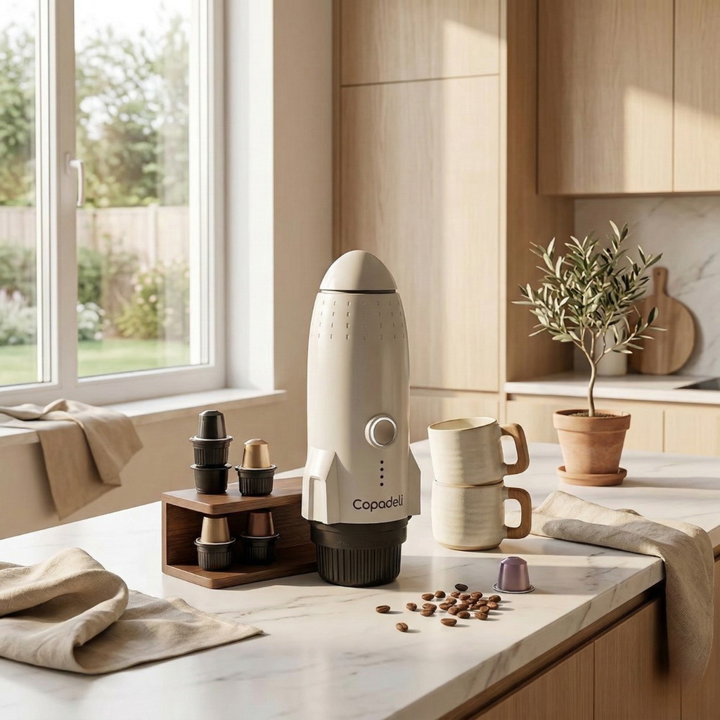 Cafetera espresso compacta con autocalentamiento — Compatible con café molido y cápsulas