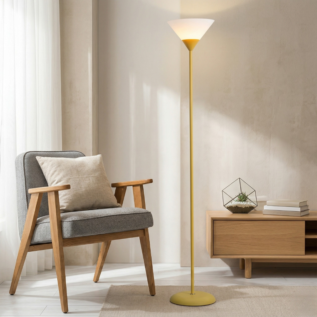 Contemporary 60-Inch LED Floor Lamp Adjustable Brightness Black and White Finish