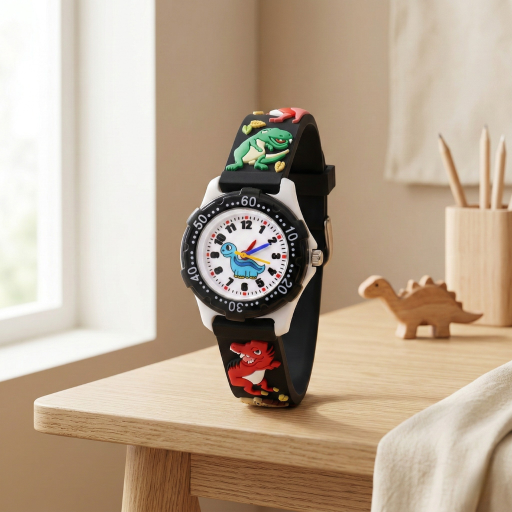 Reloj de pulsera de cuarzo con diseño de dinosaurio