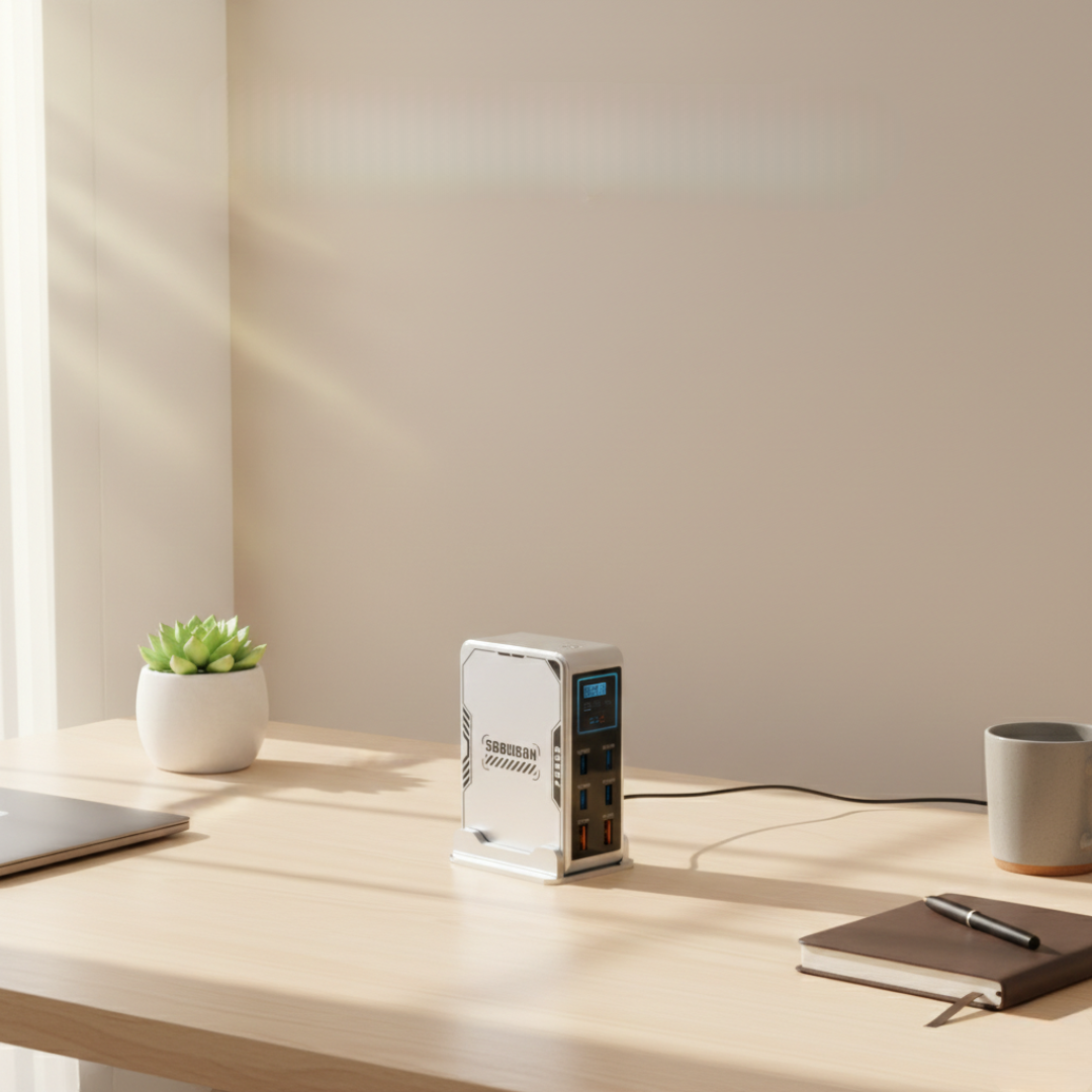 PowerHub 300 W GaN-lader - seks USB-porter, fire USB-C- og to USB-A-utganger