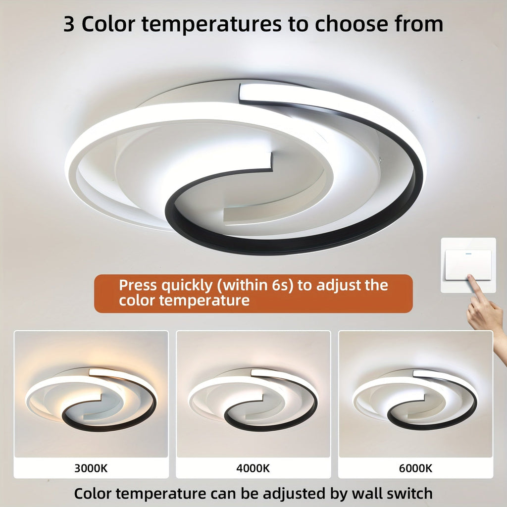 Modern LED Ceiling Light | Swirl Black & White Design | Wildoxy