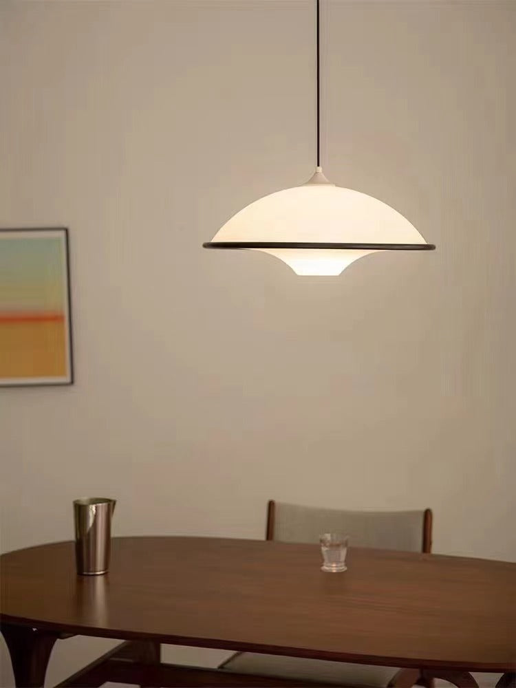 Novara UFO Pendant Light — Minimalist Design, Black Trim Accent