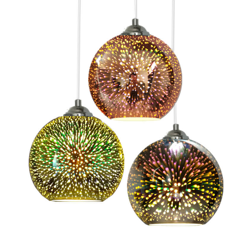 3D Glass Dome Pendant Light — Vibrant Colorful Dimensional Form