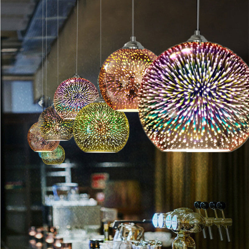 3D Glass Dome Pendant Light — Vibrant Colorful Dimensional Form