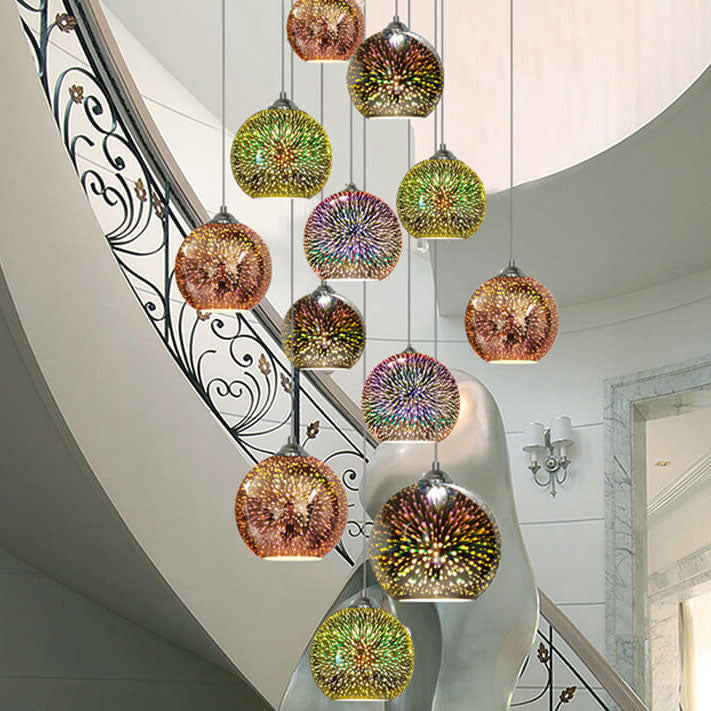 3D Glass Dome Pendant Light — Vibrant Colorful Dimensional Form