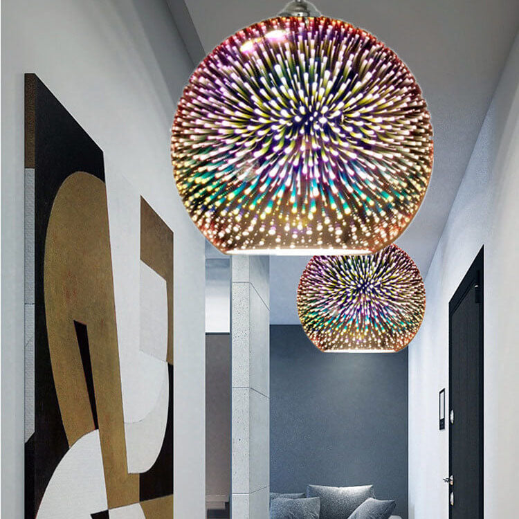 3D Glass Dome Pendant Light — Vibrant Colorful Dimensional Form