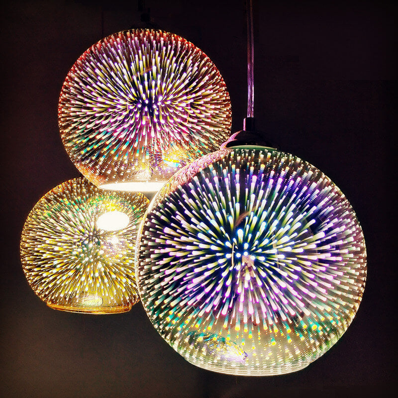 3D Glass Dome Pendant Light — Vibrant Colorful Dimensional Form