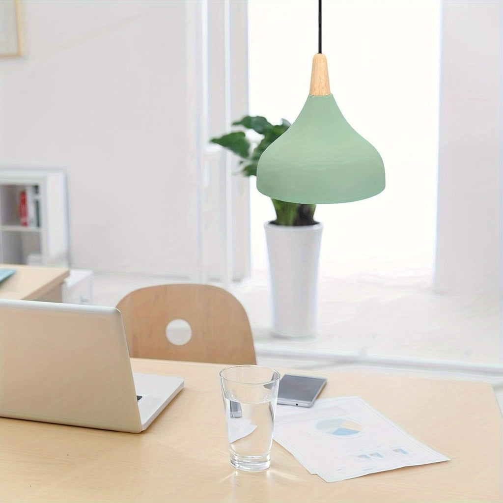 Modern Teardrop Pendant Light | Metal & Wood Hanging Lamp | Wildoxy