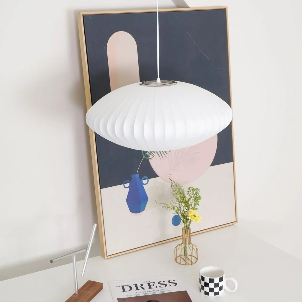 Silk Ceiling Pendant Light — Minimalist Fabric Shade